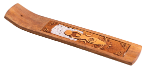 Räucherstäbchenhalter „Mondgöttin“ mit Regenbogenmondstein