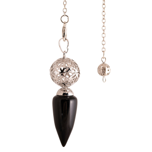 Pendel „Blume des Lebens-Kugel“, Obsidian