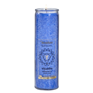 Kerze Visuddha - Hals-Chakra - blau