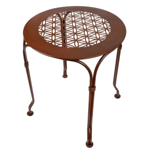 Edelrost-Hocker/Beistelltisch „Blume des Lebens”