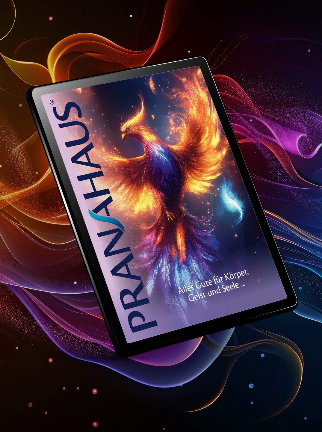 Der aktuelle Katalog von PranaHaus als digitale Version. Das Cover zeigt einen wunderschönen Phönix.